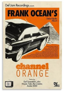 Frank Poster Ozean, Musikalbum, K, Orange, Vintage-Retro-Cover, Musikposter für Zimmer, ästhetische Leinwand, Wandkunst, Schlafzimmerdekoration, 30 x 45 cm