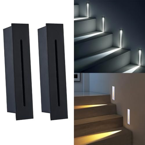 3W LED Treppenlicht LED Wandeinbauleuchte Wandleuchte Stufenlicht Beleuchtung Lampe Alu 230V IP65 wasserdicht, Schwarz/Weiß Gehäuse für Garten, Terrasse, Treppen (Weiß Gehäuse, Warmweiß 3000K)
