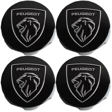 4 pièces Auto Cache Moyeux pour Peugeot 207,Cache de Roue Badge PoussièRe Centrale Jantes étanche et Antirouille Accessoires,60mm-A