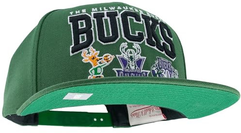 Mitchell & Ness NBA/HWC Champ Stack Baseball Snapback Cap - Milwaukee Bucks, Grün100% Polyester, verstellbar, Herren, Frauen, Kinder, Unisex, Frühling, Sommer, Herbst, Winter