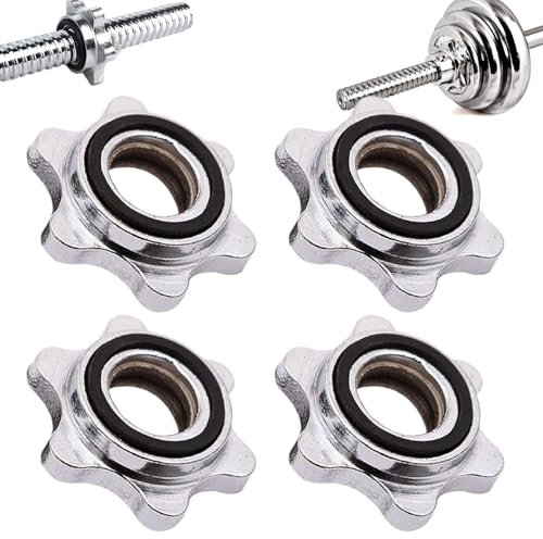 HoveeLuty 4PCS Barbell Collars Dumbbell Hex Nut 1x0.8inch Spin-Lock Barbell Clamps Exercise Accessories Anti-Slip Universal Weight Clips for Bars Barbells Dumbbells Weight Bar Clamps Clips for Bars