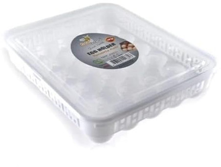 Plastic Egg Storage Container Box with Lid - Holds 30 Eggs Stackable Fridge Egg Tray, Durable Plastic Organizer for Kitchen Refrigerator and Freezer