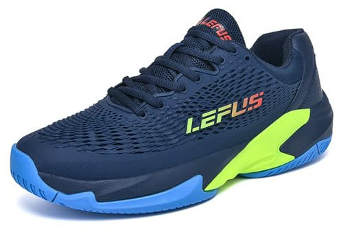 BLBK Scarpe da Tennis da Uomo,Scarpe da Badminton, Ammortizzate, Scarpe da Corte Traspiranti,Scarpe da Squash, Navy 33, 42 EU