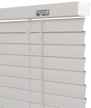 AJTXCSFOQL Light Filtering Mini Blind 30-175 cm Width, 25mm Slat Aluminum Venetian Blinds Doors Shades, Cordless Horizontal Windows Blinds for Interior Home Decor(Grey)