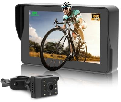 CEMOFE 5 AHD 1080P Bicycle Rear View Camera Bike Camera Mirror with Anti-Glare Reversing Camera for Bicycle with Night Vision 360°Rotating Mount Compatible with Mountain Road Bike Handlebars