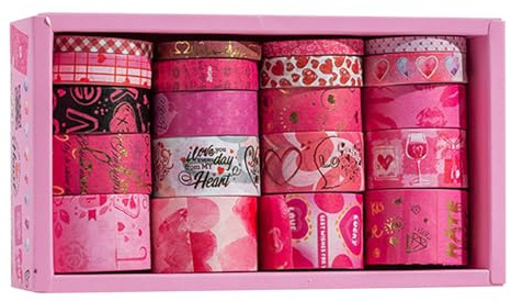 Fyfjur 20 Rollen Washi Tape Hochzeit Valentinstag, Washi Tape Set Selbstklebendes, Klebeband Bunt für DIY Hochzeit Handwerk, Scrapbooking, Geschenkverpackung, Liebesbrief (5mm/10mm/15mm/20mm/25mm)