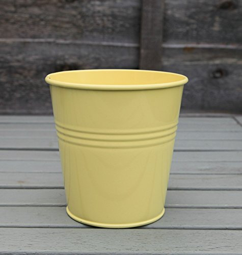 spring life 10.5CM METAL TIN FLOWER POT PLANTER PEN HOLDER CONTAINER (Yellow)