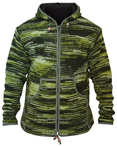 Shopoholic Fashion Tyedye Kapuze Jacke Handgestrickt, Hippy Boho Super Warm Schwarz