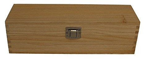 Red Hamper Single Bottle Clear Varnish Wooden Box, Wood, Brown, 10.5 x 11 x 35 cm