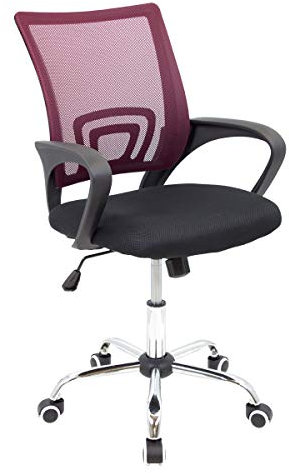 Cashoffice - Silla de Escritorio Ergonómica, Silla de Oficina Giratoria con Respaldo Transpirable (Rojo Vino)