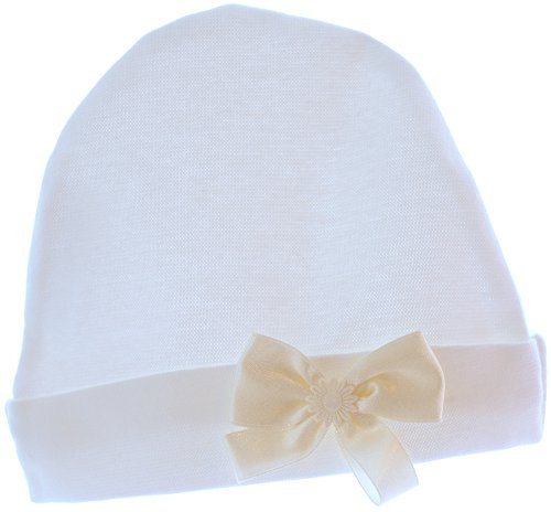 La Bortini Baby Mütze Mützchen Cap Mit Schleife Creme Baumwolle (KU 40-42cm.)