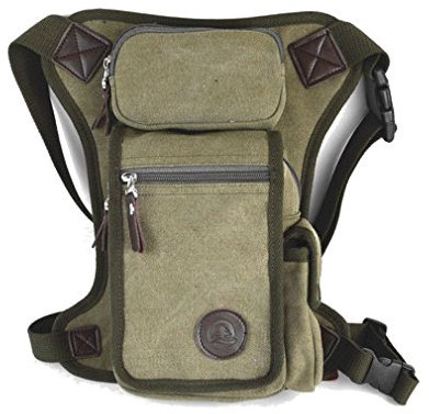Herren Segeltuch Reise Wandern Motorrad Reiten Bum Hüfte Taille Oberschenkel Drop Beintasche, Armee-grün