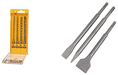 DeWalt 5 - 10mm Extreme 2 SDS-Plus Drill Bit Set with SDS-Plus Chisel Set (DT60330); SDS-tool holder