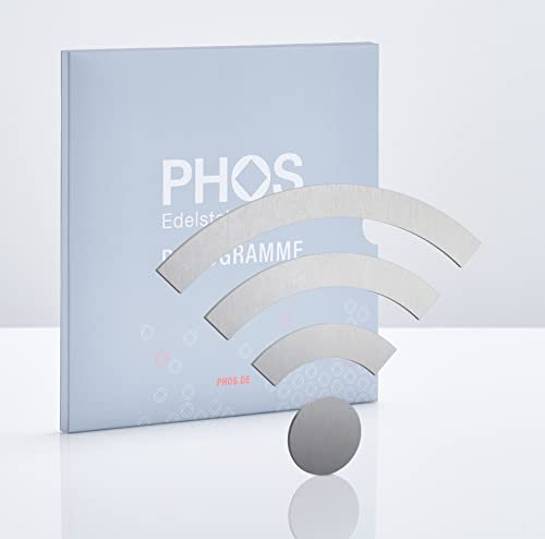 PHOS Design, P4101, Piktogramm WLAN Symbol, 11,2 x 9,1 cm, Edelstahl gebürstet, selbstklebend, Internet-Zugang, WLAN Bereich, WIFI