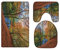 A.Monamour Badezimmer Badematte 3 Teilig Set Herbst Fluss Park Natur Landschaft Landschaft Gold Gefallene Blätter Wald Bäume Für Flanell Saugfähig Badteppiche Badvorleger Badgarnitur WC Vorleger