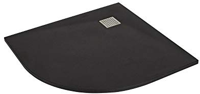Milano Rasa Graphite Low Profile Quadrant Textured Slate Effect Shower Tray - 900mm x 900mm