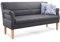 CAVADORE 3-Sitzer Kira, Sitzbank für Küche, Esszimmer oder Wohnküche in Büffellederoptik, Inkl. Armteilverstellung und Federkern, 189 x 94 x 81, Mikrofaser: grau