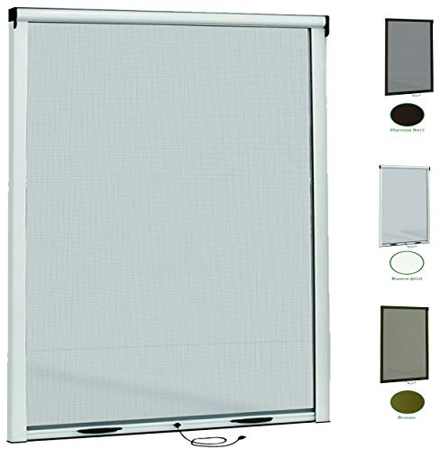 Zanzariere A Rullo Per Finestre Kit Zanzariera Scorrevole Verticale Riducibile E regolabile In Alluminio Verniciato Fai Da Te Istruzioni e Accessori Inclusi Bianco (100x170 frizione e molla)
