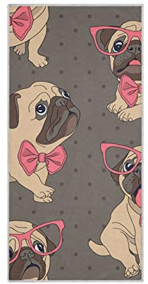 RELEESSS Cartoon-Mops-Handt¨¹cher aus weicher Mikrofaser, schnell trocknend, Handtuch f¨¹r Zuhause, Badezimmer, K¨¹che, Reisen, Sport, Fitnessstudio, Yoga