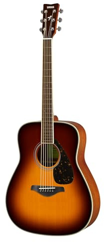 YAMAHA FG820 Akustikgitarre – Dreadnought-Korpus in voller Größe, Mensur 24,96″, Massive Fichtendecke, Mahagoni‑Boden & -Zargen, Palisandergriffbrett, Stahlsaiten – Brown Sunburst