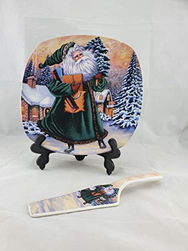Digiglio Bomboniere Piatto Ceramica Quadrato Natalizio con Paletta Torta