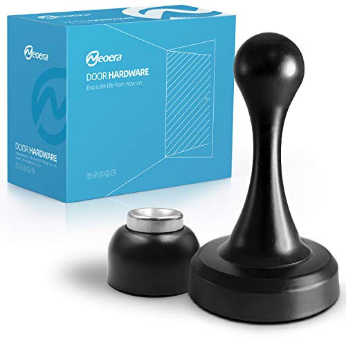 Neoera Magnetic Door Stop（Black） Door Stopper Strong Magnetic Door Catch for Hold Door Open, Premium Stainless Steel Made, Anti-Rust, Heavy Duty for Various Door Types, Wall & Floor Mount 1Pack