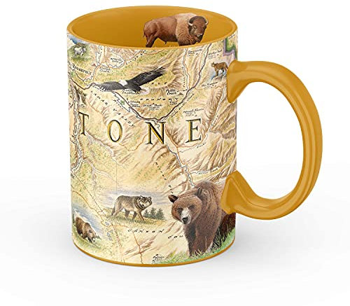 Xplorer Maps Yellowstone National Park Keramiktasse (473 ml) – BPA-freie Kaffeetasse für heiße und kalte Getränke – perfekt für Büro, Zuhause oder Geschenk