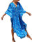 Bsubseach Long Half Sleeve Kaftan for Women Plus Size V Neck Swimsuit Coverups Summer Beach Dress Blue Print