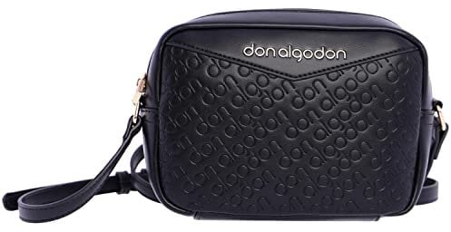 DON ALGODON Paris Para, Bolso Bandolera De Mujer, Negro, 21 Ancho X 8 Fondo X 15 Alto Cm