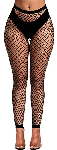 XIUSEMY Bas Resille Collant Filet Sexy Respirant Solide Taille Haute avec les Rayures Verticaux Sans Pieds pour Femmes