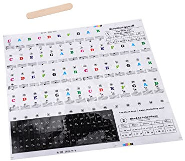 MILISTEN 1 Set 88 Piano Stickers Coating Piano Decal 88 Piano Label Black Keyboard Note Chart Music Stickers Mini Labels Beginner Learning Stickers Decorate Child Electronic Organ