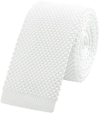 WANYING Herren 5.7cm 2.25 Schmale Krawatte Strickkrawatte Gestrickte Narrow Krawatte Knit Tie Retro Vintage Casual Büro Basic - Einfarbig Weiß