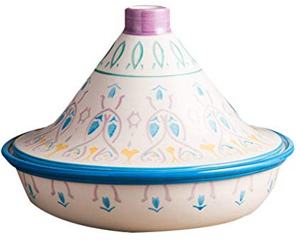 FZYE Mini Tagine Pot,Original Moroccan Handmade Clay Cooking Dish,Clay Casserole,Painted Ceramic Casserole Clay Pot with Lid,Stovetop Cookware for Slow Cooking B 2518.5cm