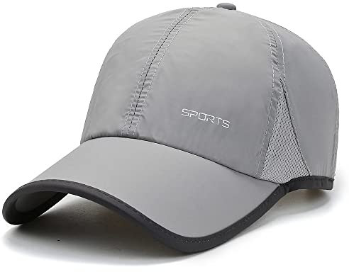 CLAPE Quick Dry Baseball Cap Wasserdicht Basecap Unstructured Sport Caps Sonnenschutz Outdoor Caps Leicht Lauf Cap Verstellbar Mesh Kappe Fitted Cap,Light Gray