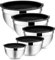 Onader Mixing Bowl, Stainless Steel Salad Nesting Bowl with Airtight Lids, 5-Piece Metal Bowls Ideal for Kitchen Baking Serving Prepping, Dishwasher Safe, Size 0.7/1.2/1.6/2.8/4.6QT (Black)
