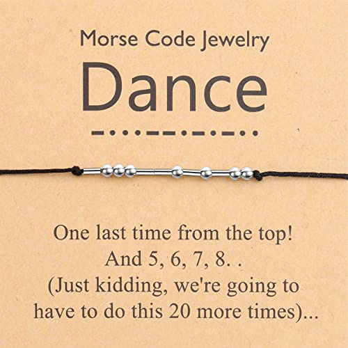 PLITI Tanzliebhaber Morse Code Armreif Tanzlehrer Wertschätzung Geschenk Tänzerin Schmuck Tanzteam Inspirierendes Geschenk, M, Edelstahl