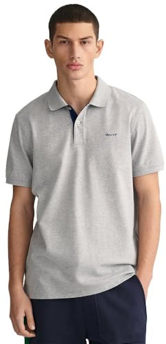 GANT Men's REG Contrast Pique SS Rugger, Grey Melange, XXXX-Large