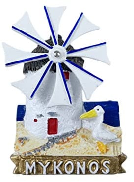 Mykonos Greece 3D Windmill Fridge Magnet Souvenir Gift,Resin Handmade Mykonos Refrigerator Magnet Home & Kitchen Decoration Collection