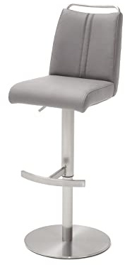 Robas Lund Barhocker Eisgrau Nubuklederoptik drehbar 360°, Barstuhl höhenverstellbar, Giulia A