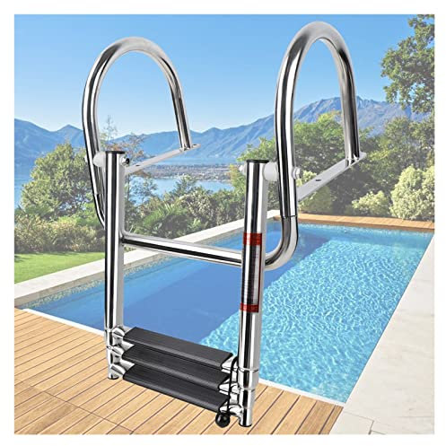 Badeleiter Bootsleiter Poolleiter Klappbar Pool-Leitern für unterirdische Pools, 3/4 Stufe Ponton-Boot-Leiter, Teleskopierbar Zusammenklappbar Heckeinstiegs-Bootstreppe für Ältere Kinder Erwachsene, S