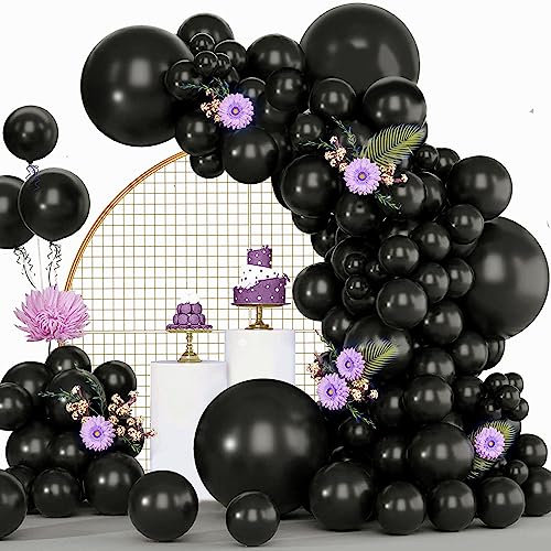 Luftballons Schwarz, 120 Stück Luftballon Girlande Schwarz, 18 12 10 5 Zoll Ballon Girlande Schwarz, Luftballons Geburtstag Hochzeit Jahrestag Party Deko