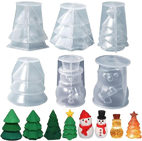 Weihnachtsbaum Silikonform 3D Silikon Weihnachten Kerzenform, DIY Weihnachtsbaum Kerzengießform Kerzenherstellung, Kerzenformen Zum Gießen Weihnachten Deko Für Aromatherapie, Schokolade (Stil C)