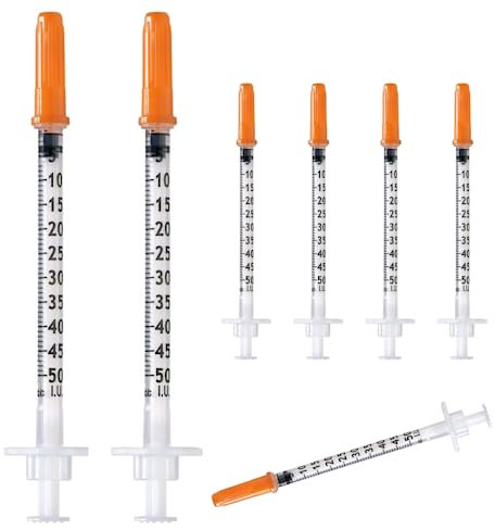 50 Stück 0.5 ml/cc Plastiktube 30G (0,3 x 8 mm), Mehrzweck-Messwerkzeuge, Einzeln verpackt (30G x 5/16)