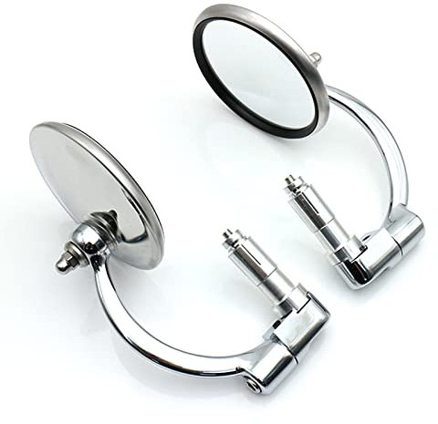 Motorrad Spiegel Für Motorrad Chopper Scooter Cafe Racer Zubehör 2 Stück Universal Chrom Runde Rückspiegel Bar End Seitenspiegel