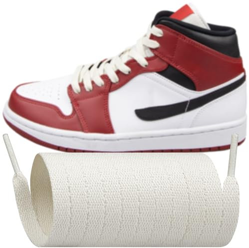 Endoto Schnürsenkel für Air Jordan 1/2/3/4/5/6/7/8 Sneaker Schuhe, Schuhbänder Ersatz Flache Breit Polyester, Flat Shoelaces Laces (Naturweiß, 65 Zoll)