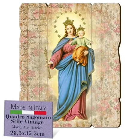 Fratelli Bonella – Bild Maria Hilfsfrüchte Vintage – Pappelholz Dicke 8 mm – Religiöses Schlafzimmer 28,5 x 35,5 cm – 100 % Made in Italy