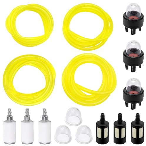 VooGenzek 16 Stück Benzinschlauch Kit, 1m Kraftstoffschlauch, Benzinfilter, Primer Bulb, for Mower Strimmer Chainsaw Trimmer Blower Garden Machine Fitting