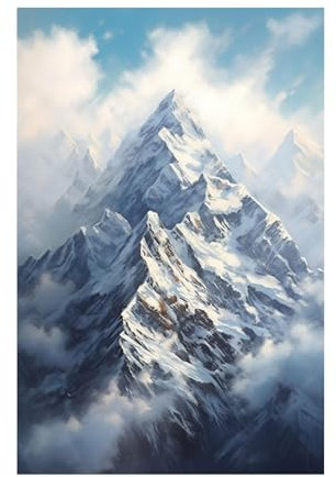 veces Abstraktes Leinwand Bilder berge Kunstdrucke, Neblige Waldberge Wandbild Kunstdruck Wanddeko Wand Wohnzimmer Deko Kunst Modern Textur für Büro - 30x40cm Ungerahmt