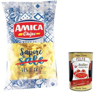 Italian Gourmet Patatine di Sale, Kartoffelchips salzarm 3 x 175g | Croccanti e leggeri; knusprige Scheiben für aperitivo, party, pausa e, Gesamtnettogewicht 525 g + Kostenlos Polpa 400g