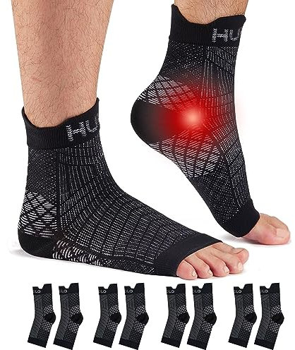 HUEGLO 4Paar Sprunggelenkbandage Knöchelbandage Achillessehne Fussbandagen Sprunggelenk Sport Laufen Fussball Stützende Bandage für Fußgelenk